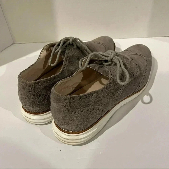 Cole Haan Womens Lunargrand Wingtip II Lace up Oxford Flats Grey Waterproof Sz 9 - Picture 3 of 10